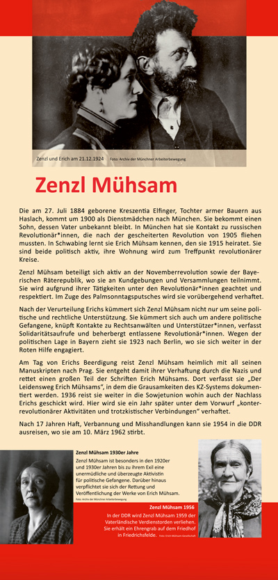 Ausstellungstafel Zenzl Mühsam